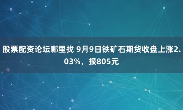 股票配资论坛哪里找 9月9日铁矿石期货收盘上涨2.03%，报805元